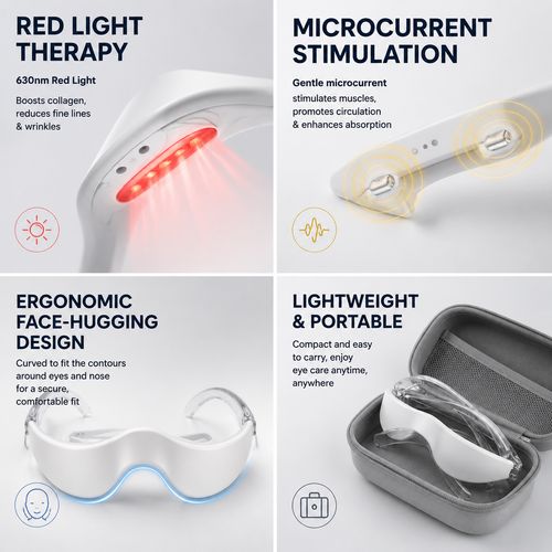 New Eye Massager, Red Light Microcurrent Eye Beauty Device for Dark Circles, Puffiness & Eye Bag Removal, Portable Eye Care Instrument
