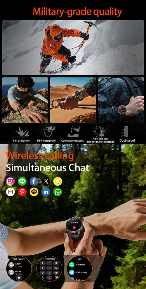 🎉🎉HT45 Smartwatch: Bluetooth Calling, Heart Rate Monitoring, Step Counting, Sleep Tracking, Compass, Activity Tracking, Outdoor-Ready, and Waterproof👉