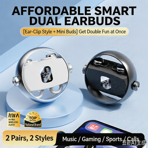 🎉🎉2026 New Dual-Style Bluetooth Earbuds, In-Ear & Open Clip-On Dual Wireless Headphones with Ultra Long Playtime