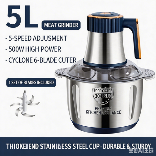 Stainless Steel Meat Grinder Vegetable Chopper High Power Food Processor