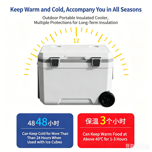 45L Outdoor Wheeled Cooler Box with Pull Handle for Car & Camping
