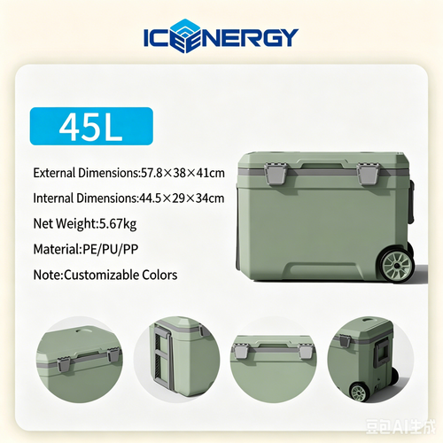 45L Outdoor Wheeled Cooler Box with Pull Handle for Car & Camping