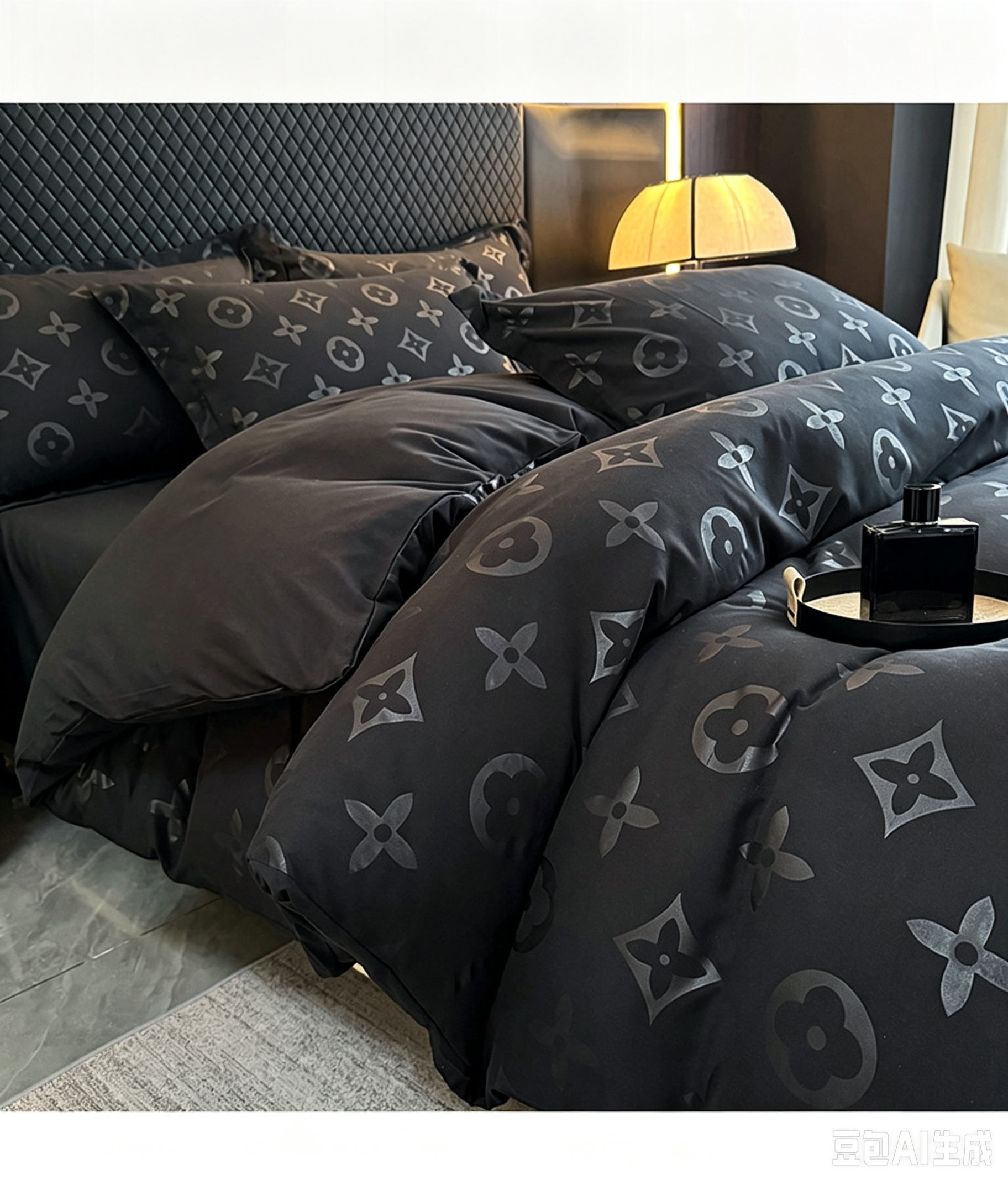 New Black 4-Piece Washed Cotton Bedding Set – Duvet Cover & Sheet Style, Men's Premium Bedding（220*240）