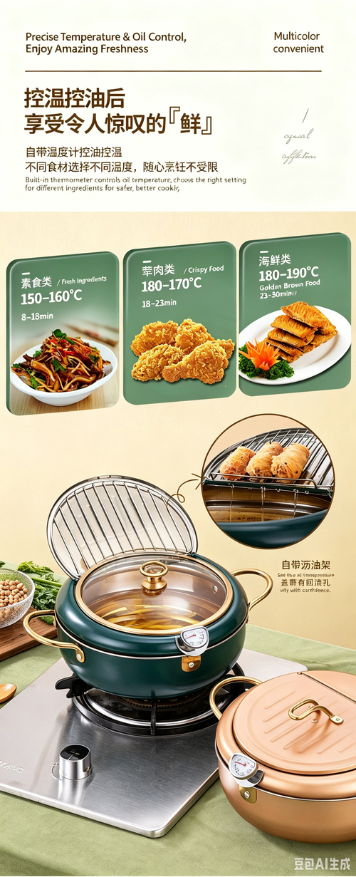 Stainless Steel Japanese Deep Fryer with Lid, Thermostatic Control, Multi-layer Bottom, Universal for All Stovetops, Household Frying Pot