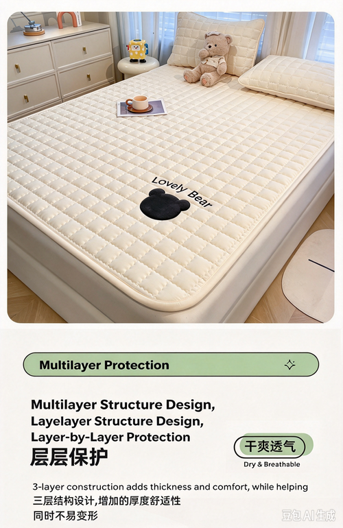 Class A Thin Baby Bed Mattress Pad, Non-Slip Mattress Protector Bed Topper（180*200）
