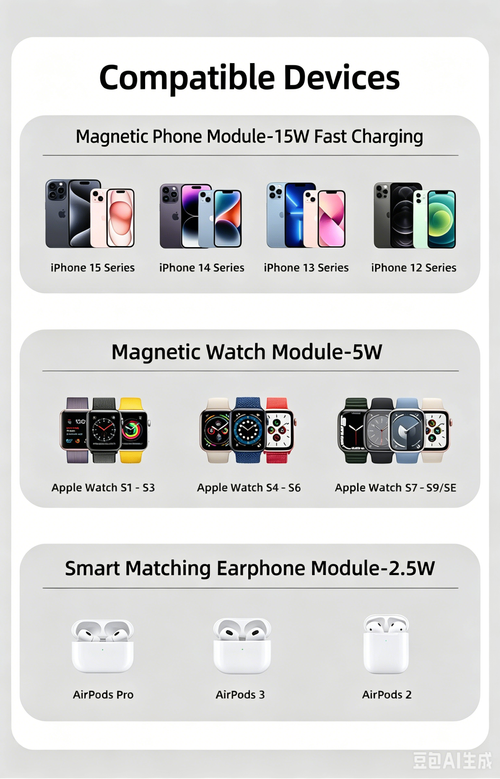 QI2.2 25W Semiconductor Cooling 3-in-1 Magnetic Wireless Charger with LED, Multi-functional for iPhones 分享