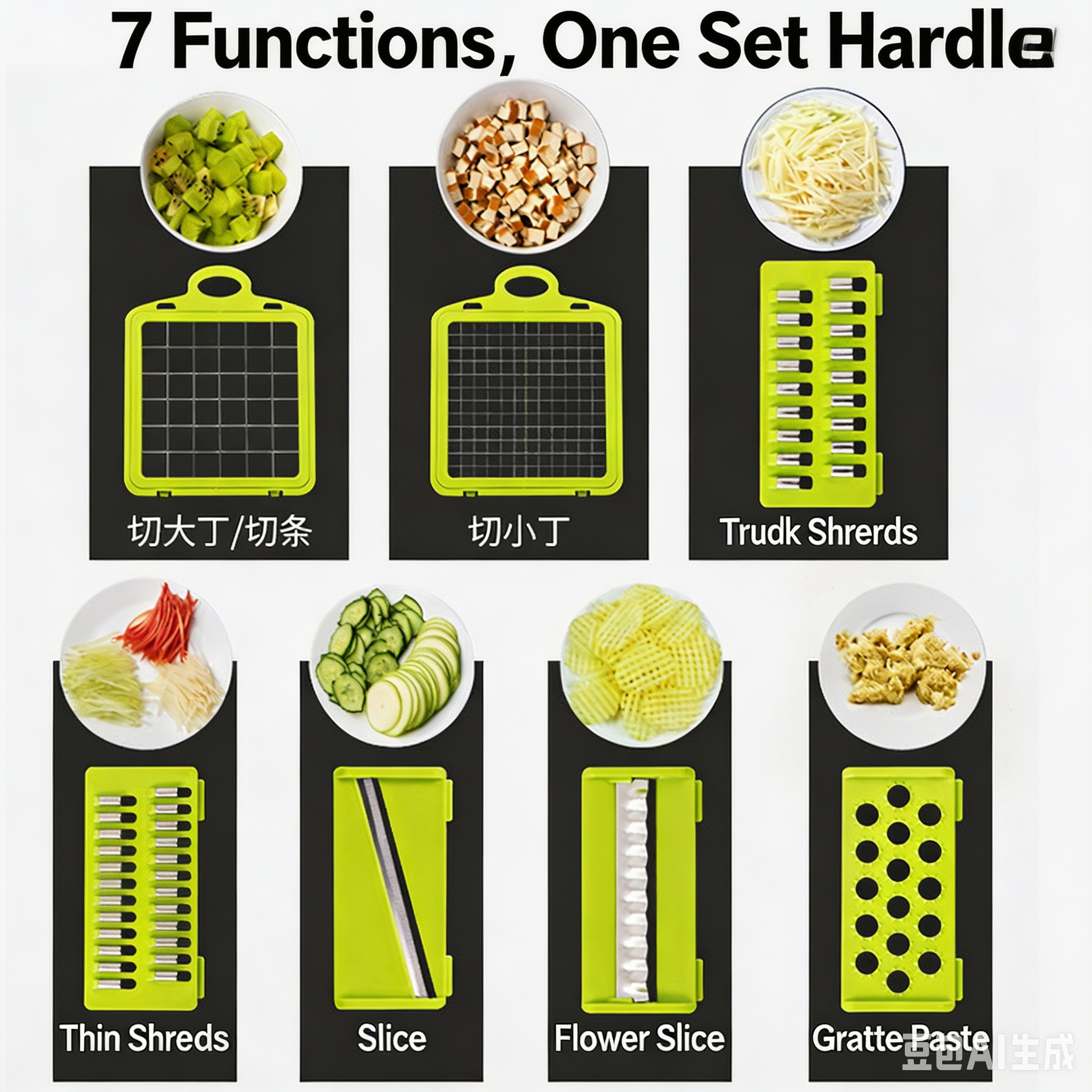 Multifunctional Vegetable Chopper, Dicer & Slicer, Potato Cutter, Grater & Shredder, Kitchen Food Slicer for Home Use