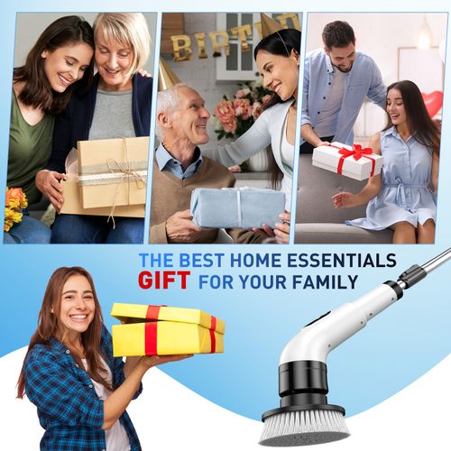 Multifunctional Wireless Electric Cleaning Brush with Digital Display, Telescopic Auto-Cleaning Scrubber for Bathroom & Bathtub, Household Cleaning Tool