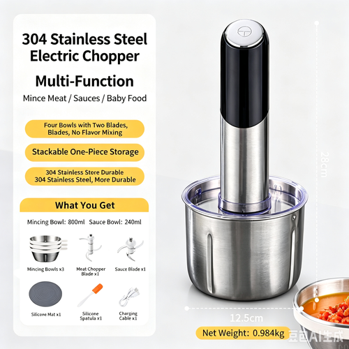 Mini Electric Multi-use Chopper: Meat, Garlic & Baby Food Blender