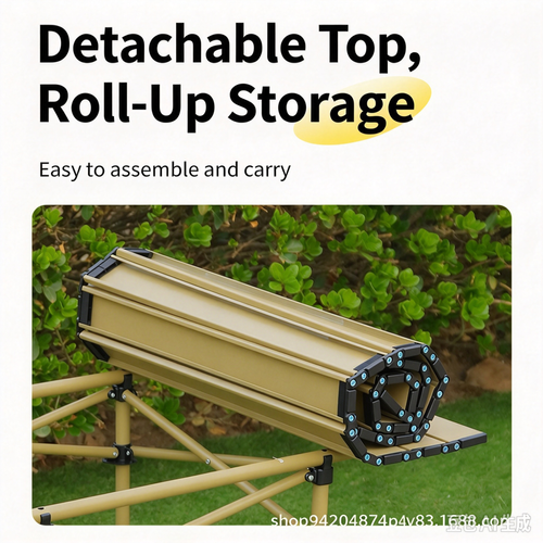 Folding Camping Table and Chairs Set, Portable Roll Up Egg Roll Table, Outdoor Picnic Camping Full Equipment Kit for BBQ, Travel, Market Stall（1 Table +4 Chairs）