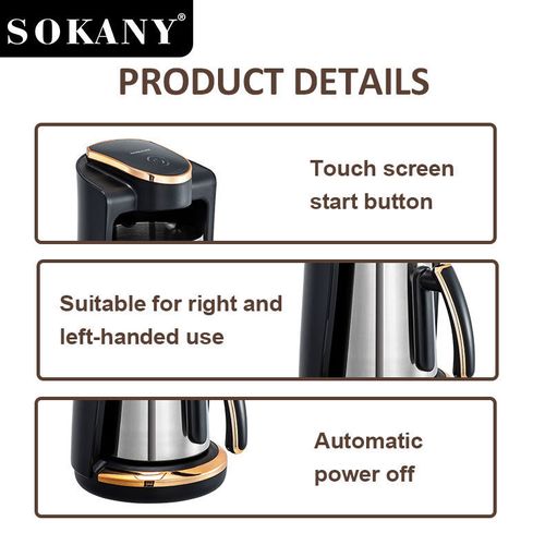 ☕ SOKANY SK-09049 Electric Turkish Coffee Maker | 550W Fast Heating | 250ML Stainless Steel Coffee & Tea Pot