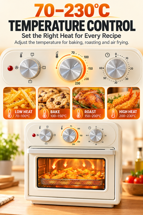 🔥 25L Large Capacity Air Fryer Oven – 1300W Power | Adjustable Temperature | 60-Minute Timer | Perfect for Family Cooking