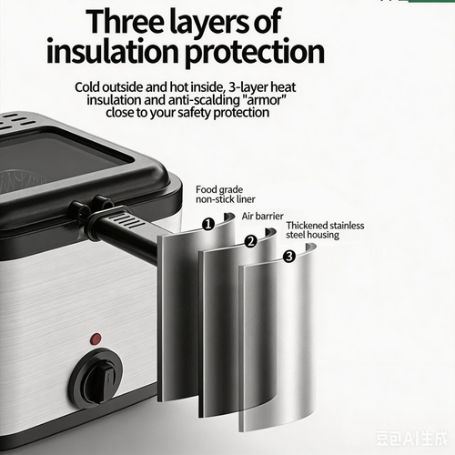 2.5L See-through Deep Fryer, Home Use Large Size Fryer for Fried Foods