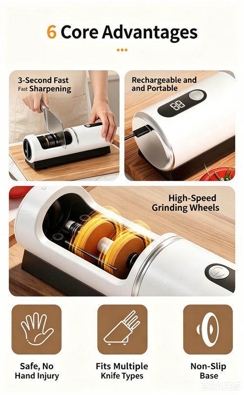 New Electric Knife Sharpener for Home Use, Automatic Blade Grinding Tool, USB Rechargeable Kitchen Knife Polisher, Professional Sharpening Stone for Quick Edge Opening