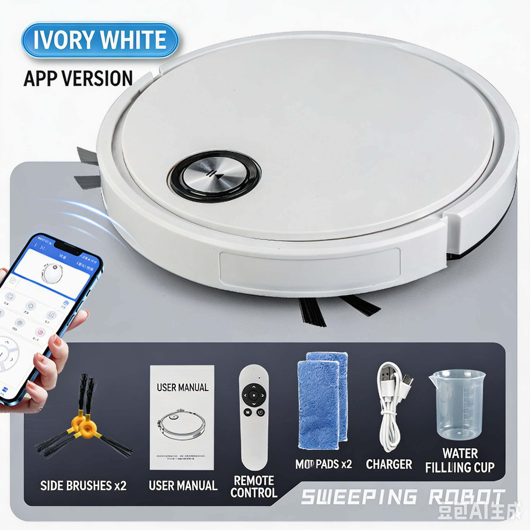 Wholesale Automatic Smart 3-in-1 Robot Vacuum Cleaner, Sweep, Mop & Vacuum with Water Tank, APP & Remote Control for Home Use