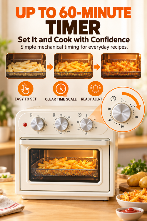 🔥 25L Large Capacity Air Fryer Oven – 1300W Power | Adjustable Temperature | 60-Minute Timer | Perfect for Family Cooking