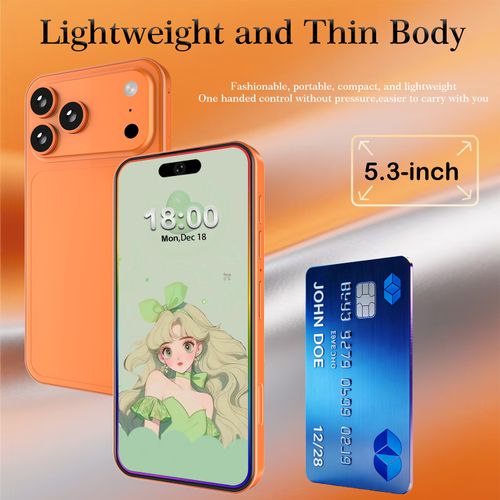 New Mini i17 Pro Max White Label Smart Phone 5.3 HD Screen 3GB+64GB Storage Android 15 72MP 108MP Dual Camera Dual SIM Unlocked Cheap Mini Mobile Phone (Non-Apple)