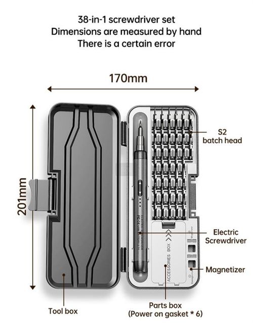 46 in 1 Mini Precision Electric Screwdriver, Rechargeable Large Torque Silent Cordless Screwdriver Set, Durable Long Battery Life Handheld Power Screwdriver Kit for Home Electronics Repair