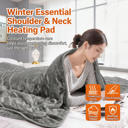 Intelligent Thermostat Far Infrared Heated Throw, Soft Flannel Warm Blanket