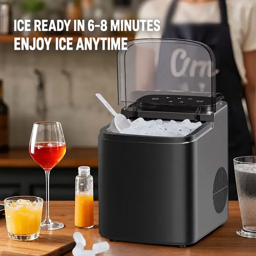 🧊 Portable Automatic Ice Maker – 9 Ice Cubes Per Cycle | Self-Cleaning & Touch Control | Perfect for Home, Office & Parties!