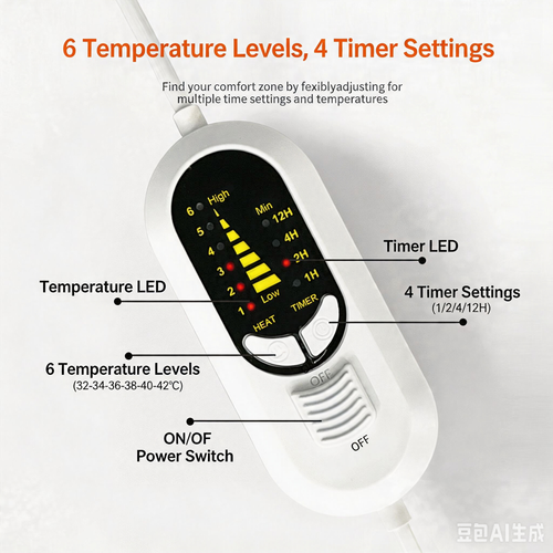 Intelligent Thermostat Far Infrared Heated Throw, Soft Flannel Warm Blanket