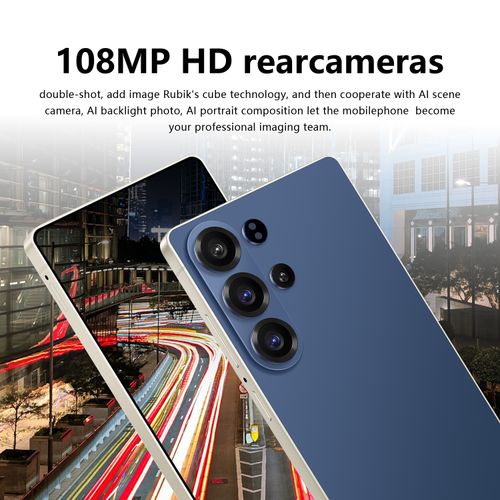 New White Label S26Ultra Budget Smartphone | 7.3 Inch Ultra Big Screen | 16GB+1TB Mass Memory | 8800mAh Super Large Battery | 12 Core High Speed Chip | 72MP+108MP Clear Camera Dual SIM Unlocked Cheap Android Mobile Phone, Not Samsung Original Device