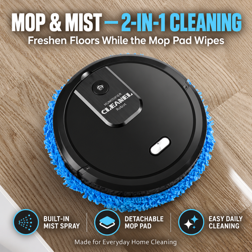 🤖 Smart Floor Cleaning Robot | 2-in-1 Wet & Dry Mopping with Mist Spray | Quiet Automatic Floor Mop for Home & Office
