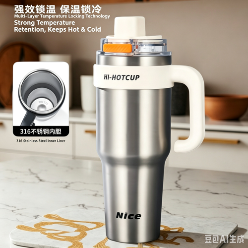 Huge Capacity Straw Tumbler, New Men's Insulated Ice Cup, Portable Car Water Bottle