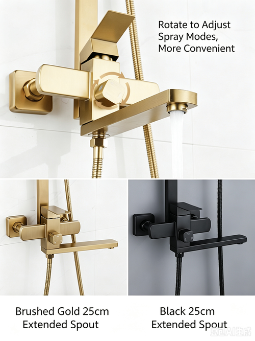 🔥Brushed Black Stainless Steel Shower Set, High Pressure Shower Faucet Complete Kit for Bathroom