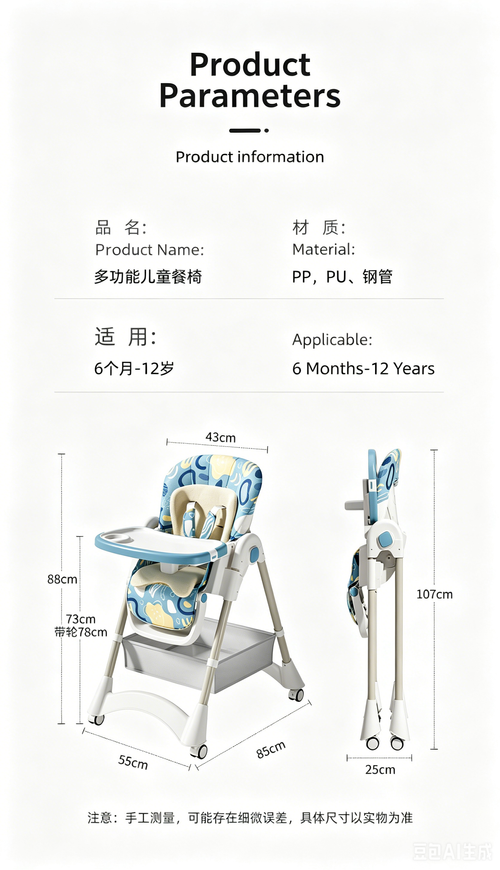 🌈Foldable Baby High Chair with Reclining Backrest, Multi-functional Infant Dining Chair, Adjustable Seat for Sitting & Lying
