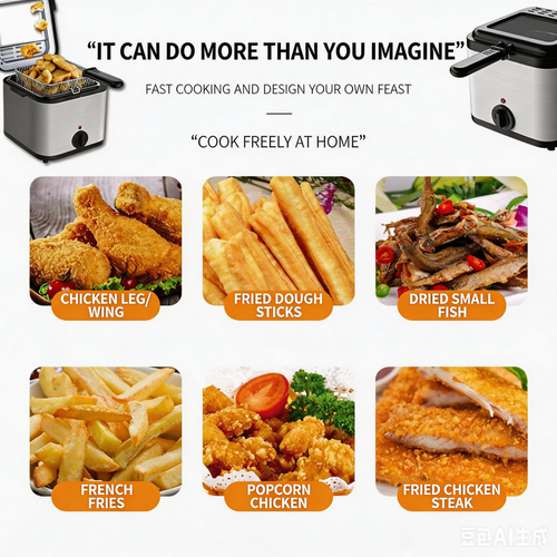 2.5L See-through Deep Fryer, Home Use Large Size Fryer for Fried Foods
