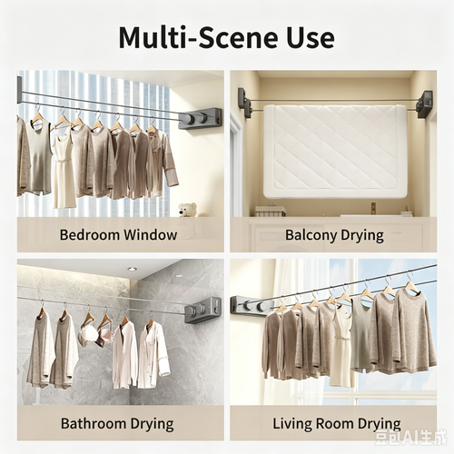✨Retractable Invisible Clothesline, Double Wire 304 Stainless Steel Washing Line, No Drill & Drill Mount Adjustable Clothes Drying Rope, Heavy Duty Anti-Sag Indoor Outdoor Laundry Line