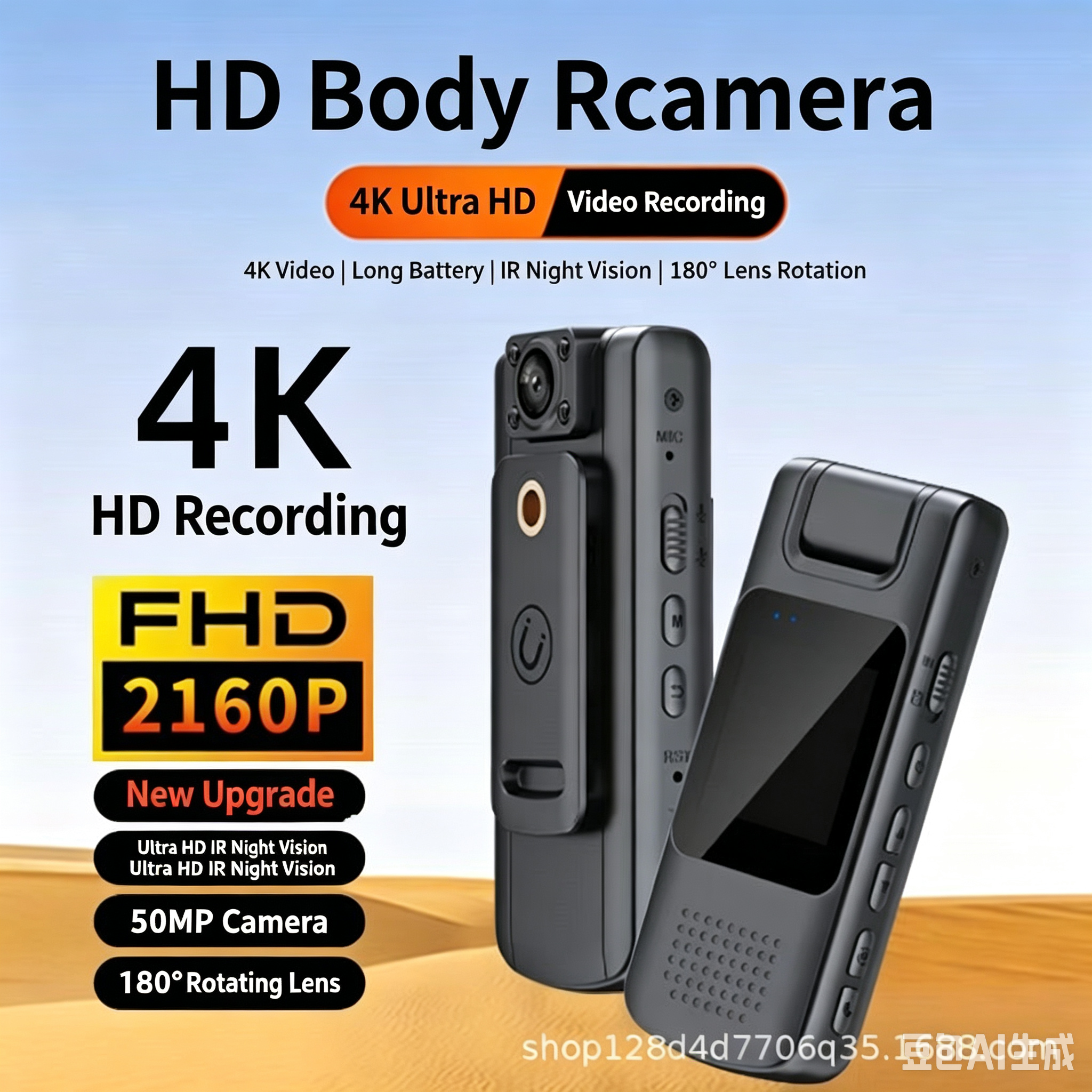 4K Wide-Angle Night Vision Camcorder | Outdoor Recorder for Ride-hailing, Delivery & Patrol Use
