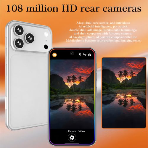 New Mini i17 Pro Max White Label Smart Phone 5.3 HD Screen 3GB+64GB Storage Android 15 72MP 108MP Dual Camera Dual SIM Unlocked Cheap Mini Mobile Phone (Non-Apple)