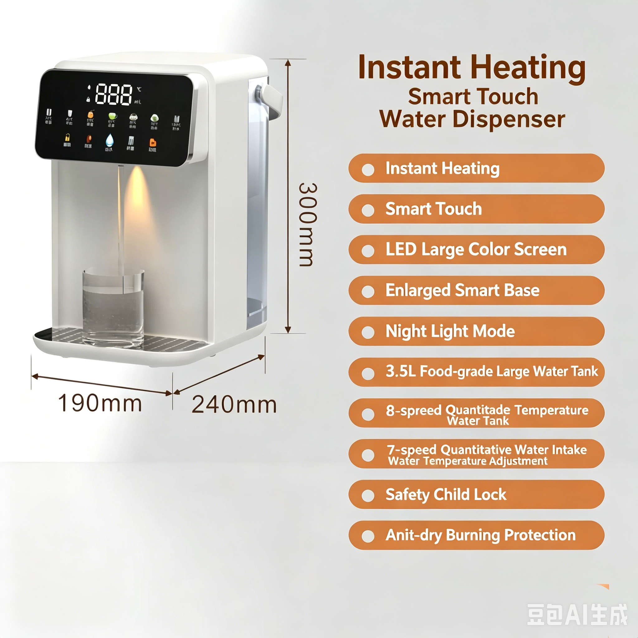 Hot Cold & Warm 3-in-1 Instant Hot Water Dispenser, 3.5L Large Capacity, No Installation Required Water Boiler👑