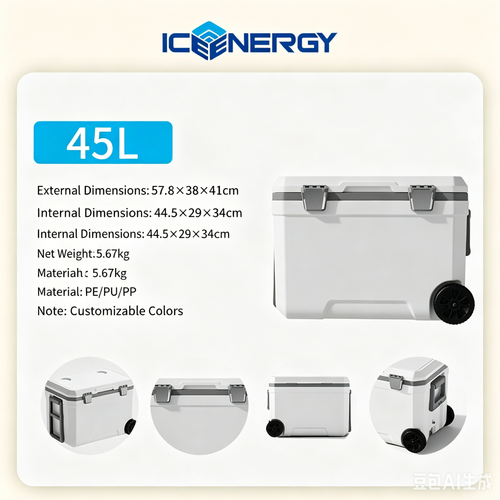 45L Outdoor Wheeled Cooler Box with Pull Handle for Car & Camping