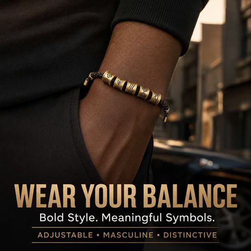 🔥Mens Sand Gold Five Elements Bracelet – Adjustable Symbolic Fortune Bracelet
