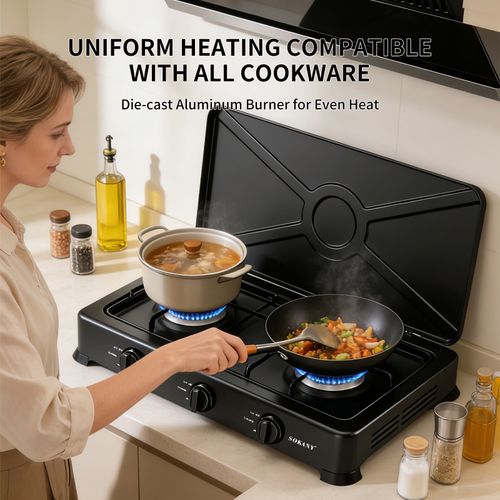 🔥 SOKANY 3-Burner Gas Stove SK-07003 | 5.4KW Powerful Cooking | Durable Metal Body | Convenient Home Kitchen Stove