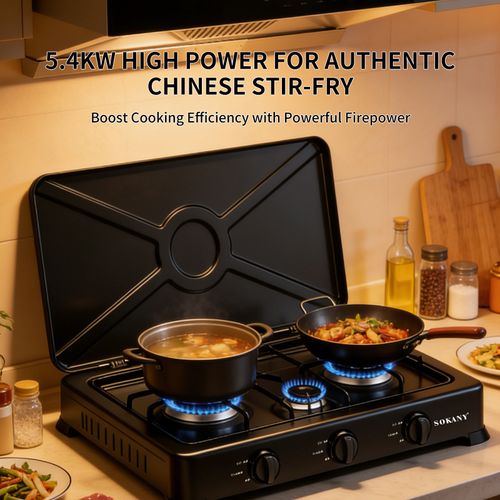 🔥 SOKANY 3-Burner Gas Stove SK-07003 | 5.4KW Powerful Cooking | Durable Metal Body | Convenient Home Kitchen Stove