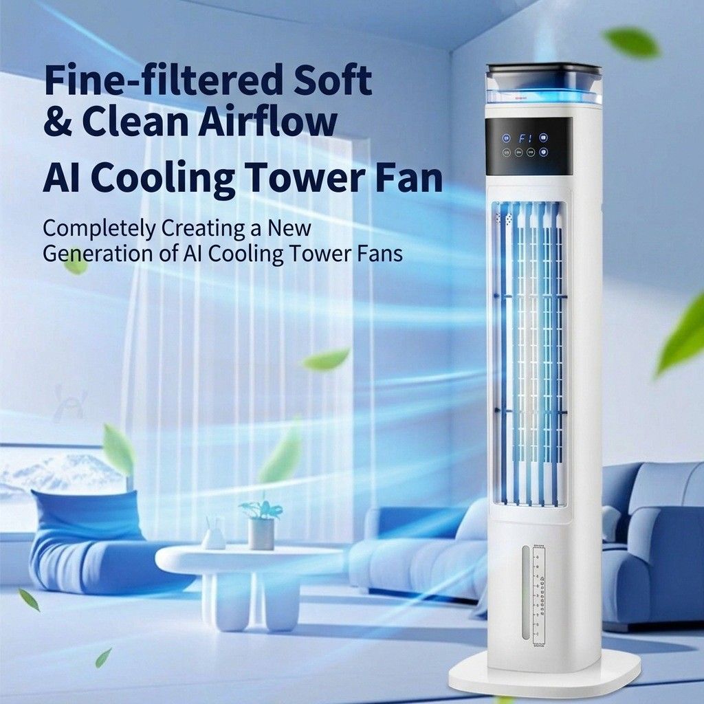 Portable Air Cooler for Home, Evaporative Water Cooling Fan with Humidification, Mobile Cooling Fan for Bedroom