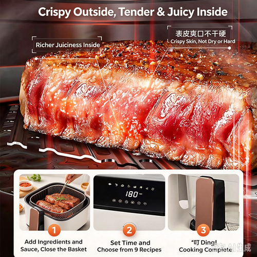 isual Air Fryer Oven, Glass Liner, Zero Coating, No Flip Required for Home Kitchen