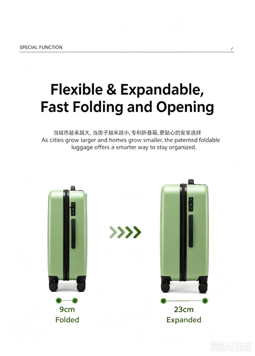 New Folding Rolling Luggage, Spinner Wheels Travel Suitcase, Portable Storage Password Luggage, 20 Inch Carry On Suitcase