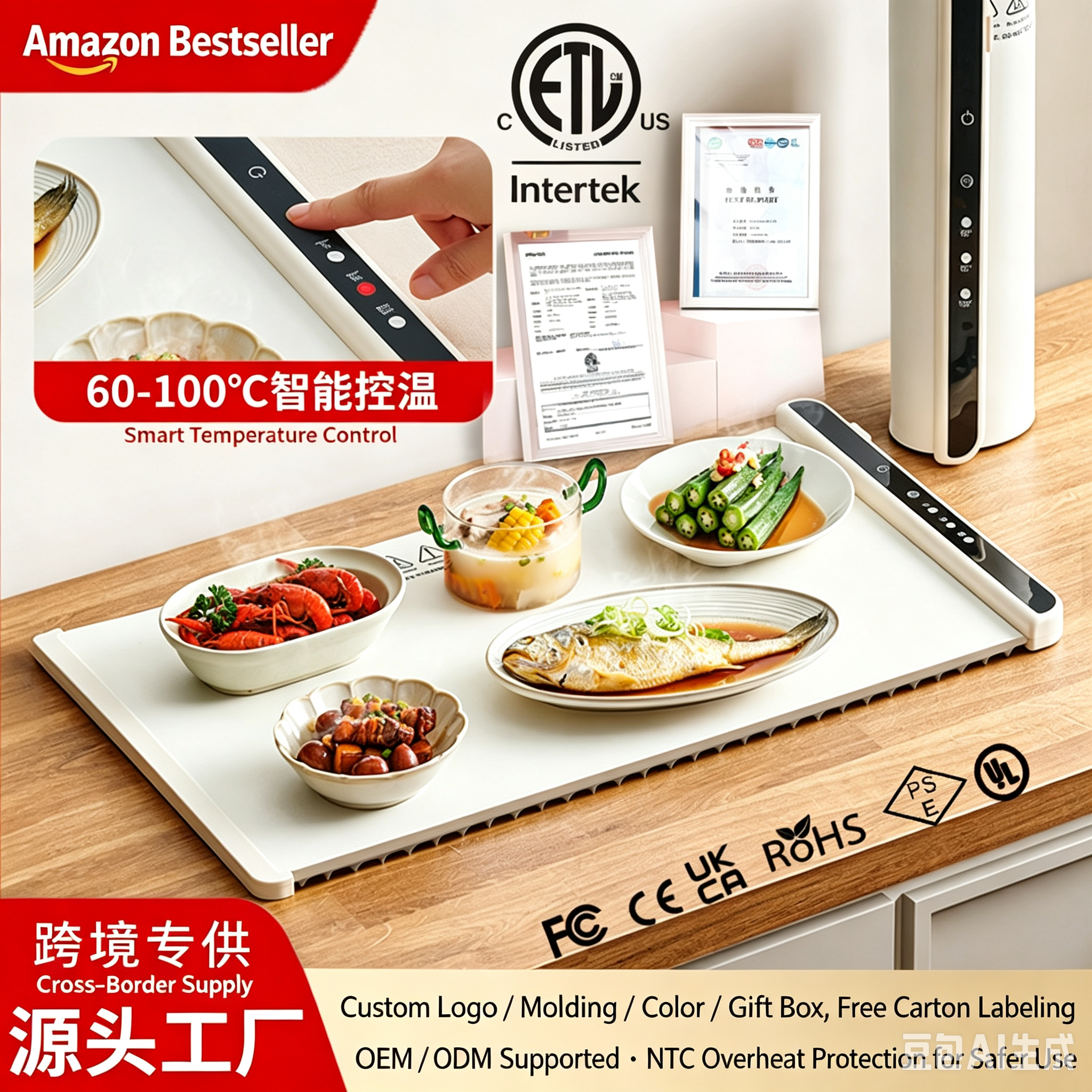 Foldable Adjustable Food Warming Heating Pad for Dining Table