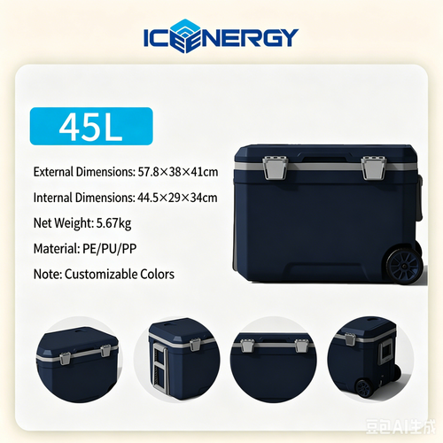 45L Outdoor Wheeled Cooler Box with Pull Handle for Car & Camping