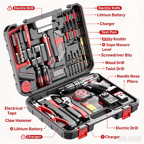 Multifunctional Rechargeable Cordless Drill Driver Set, Lithium Battery Pistol Grip Electric Screwdriver, Portable Power Tool Kit for Household Drilling, Wood & Metal DIY Projects