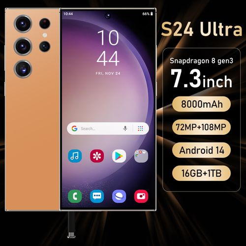 🔥New S24 Ultra Unlocked Android Smartphone With Pop-up S-Pen,7.3 Inch Water Drop Full Screen,16GB+1TB,8000mAh Battery,Android 14,Dual Face&Fingerprint Unlock 5G Mobile Phone（This phone is not Samsung, yet delivers excellent performance for gaming and daily use.)