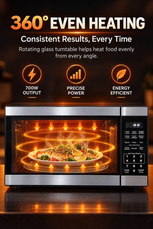 🔥 20L Digital Microwave Oven – 700W Fast Heating | Touch Control | 5 Power Levels | Perfect for Every Kitchen!