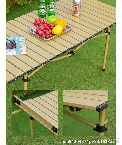 Folding Camping Table and Chairs Set, Portable Roll Up Egg Roll Table, Outdoor Picnic Camping Full Equipment Kit for BBQ, Travel, Market Stall（1 Table +4 Chairs）