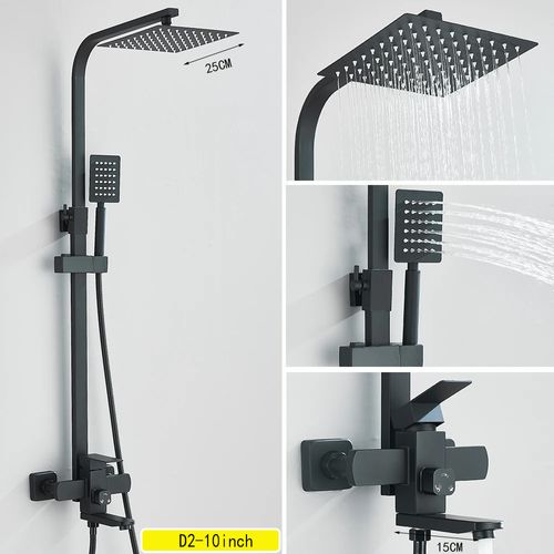 🔥Brushed Black Stainless Steel Shower Set, High Pressure Shower Faucet Complete Kit for Bathroom