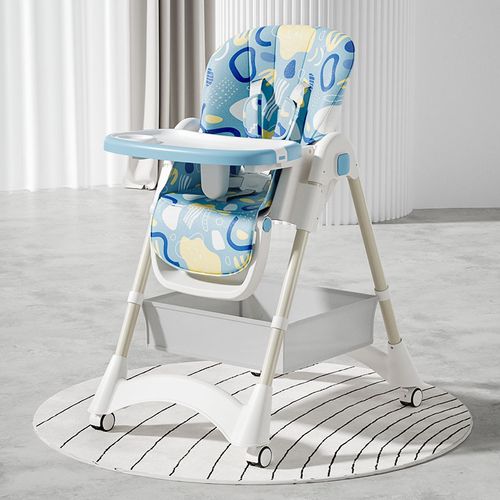 🌈Foldable Baby High Chair with Reclining Backrest, Multi-functional Infant Dining Chair, Adjustable Seat for Sitting & Lying